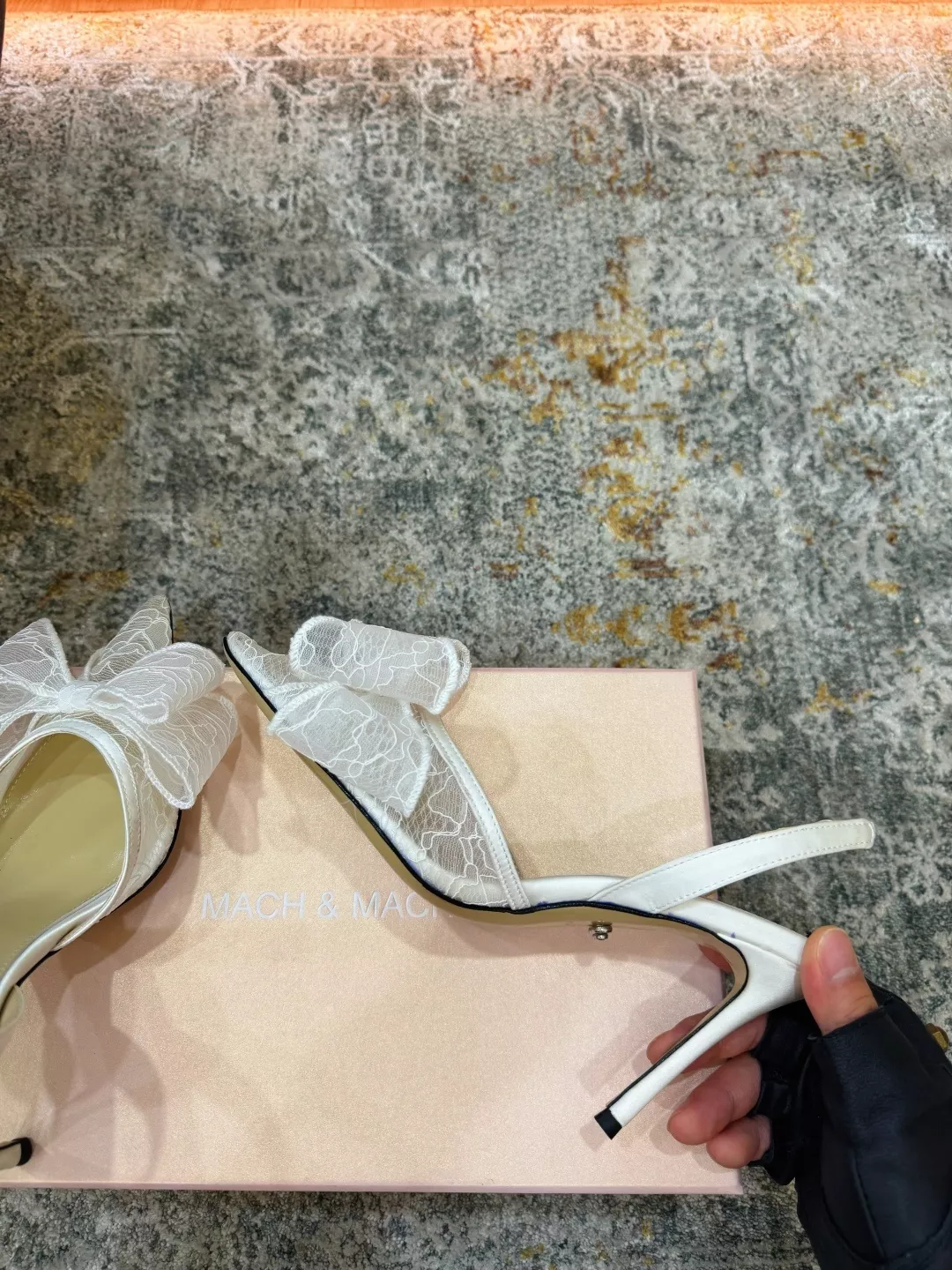 마흐앤마흐 레이스 장식 슬링백 힐 상세 이미지 5