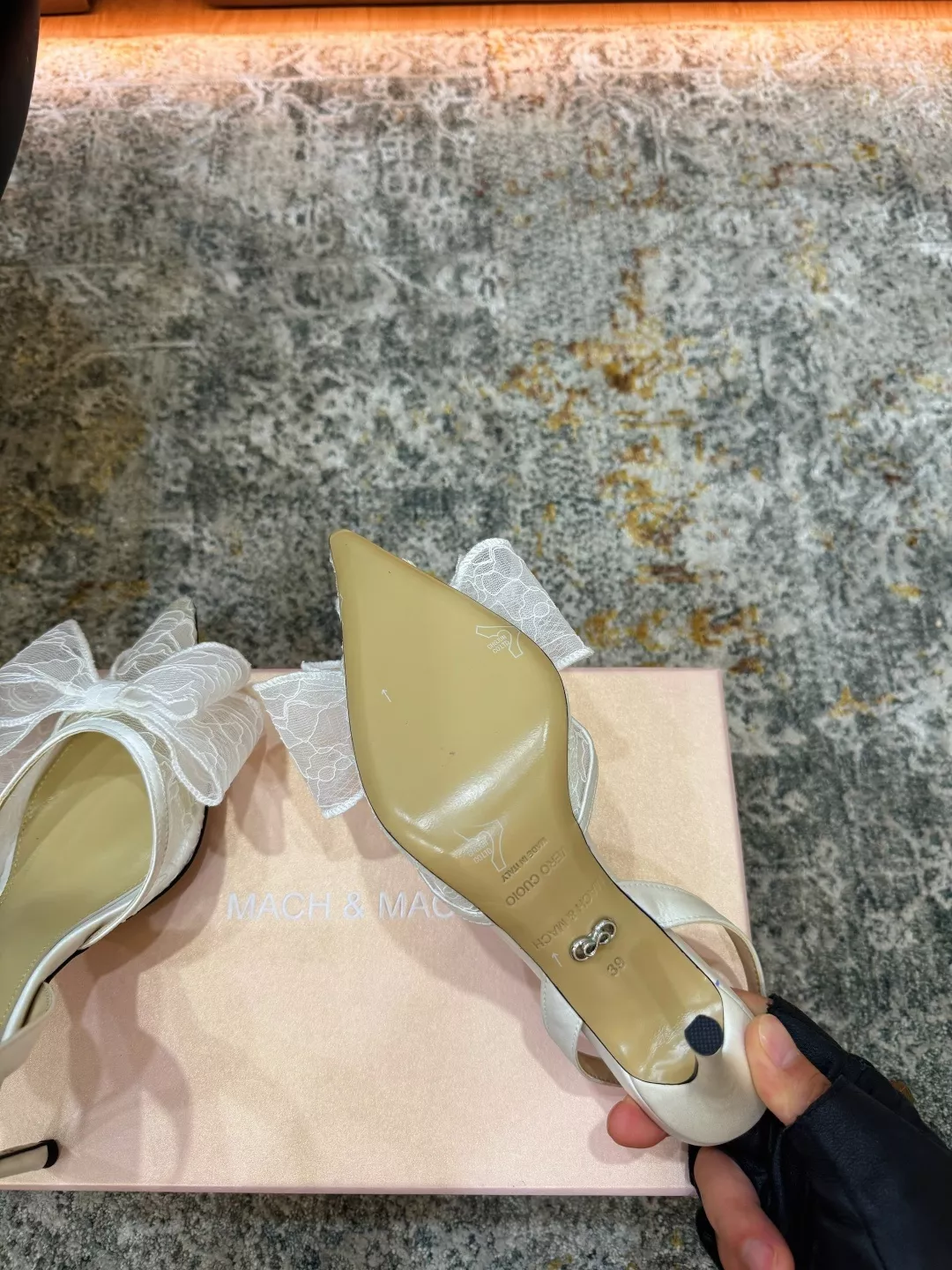 마흐앤마흐 레이스 장식 슬링백 힐 상세 이미지 6