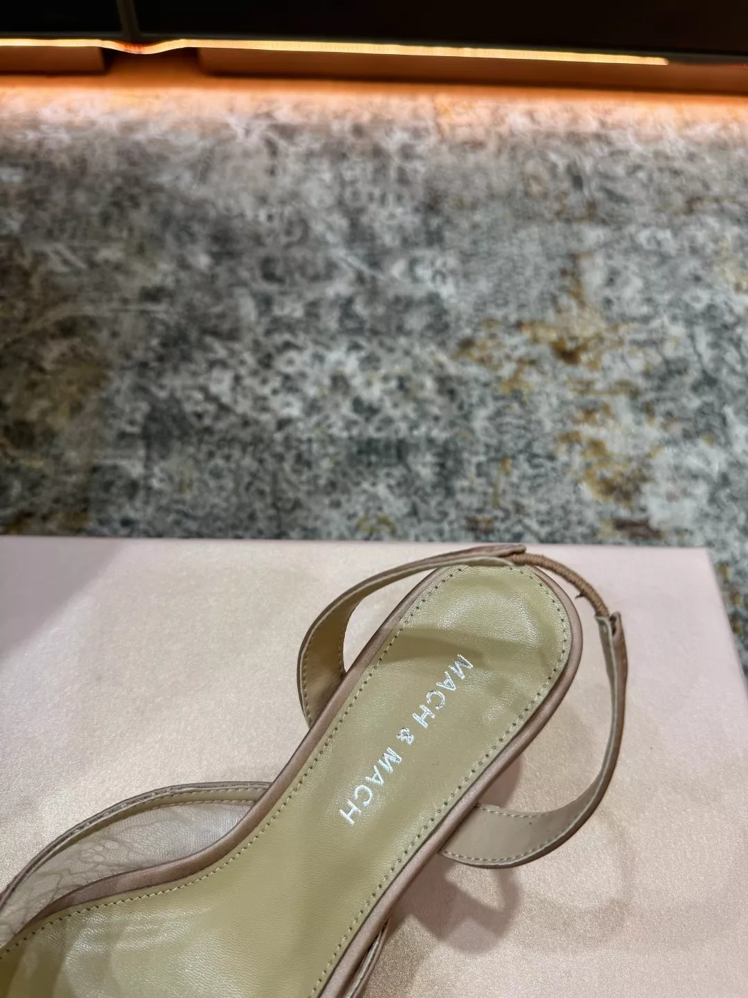 마흐앤마흐 레이스 리본 장식 슬링백 힐 상세 이미지 8