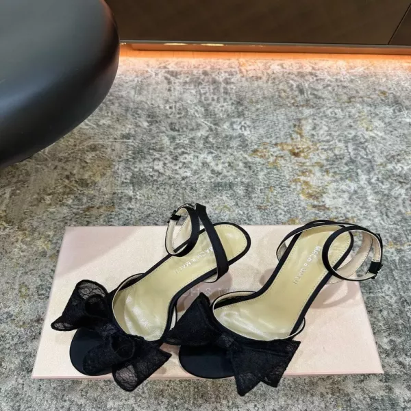 마흐앤마흐 레이스 리본 장식 하이힐 샌들