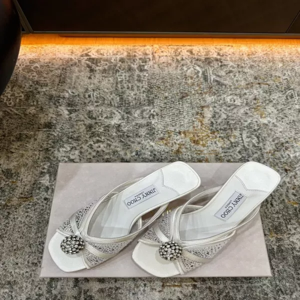 지미추 레이스 장식 힐 뮬