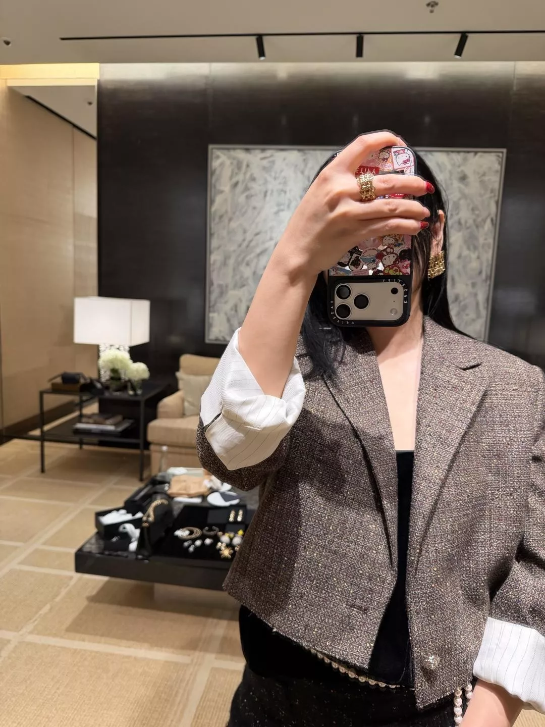 샤넬 빈티지 체인 블록 더블씨 이어 액세서리 상세 이미지 9