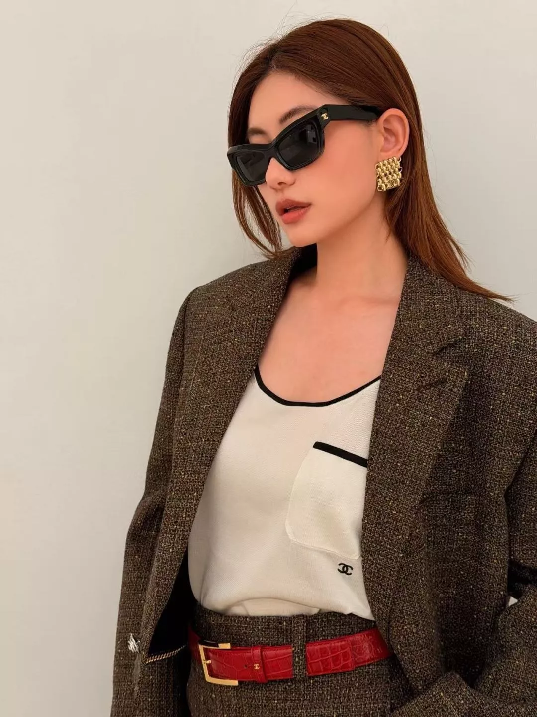샤넬 빈티지 체인 블록 더블씨 이어 액세서리 상세 이미지 7