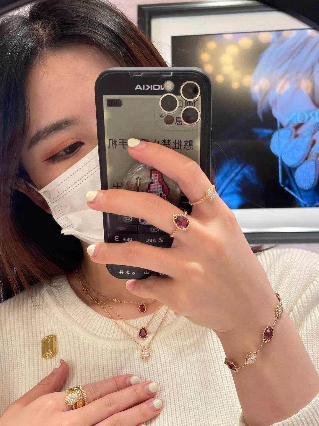 부쉐론 물방울 장식 펄 포인트 네크리스 상세 이미지 9