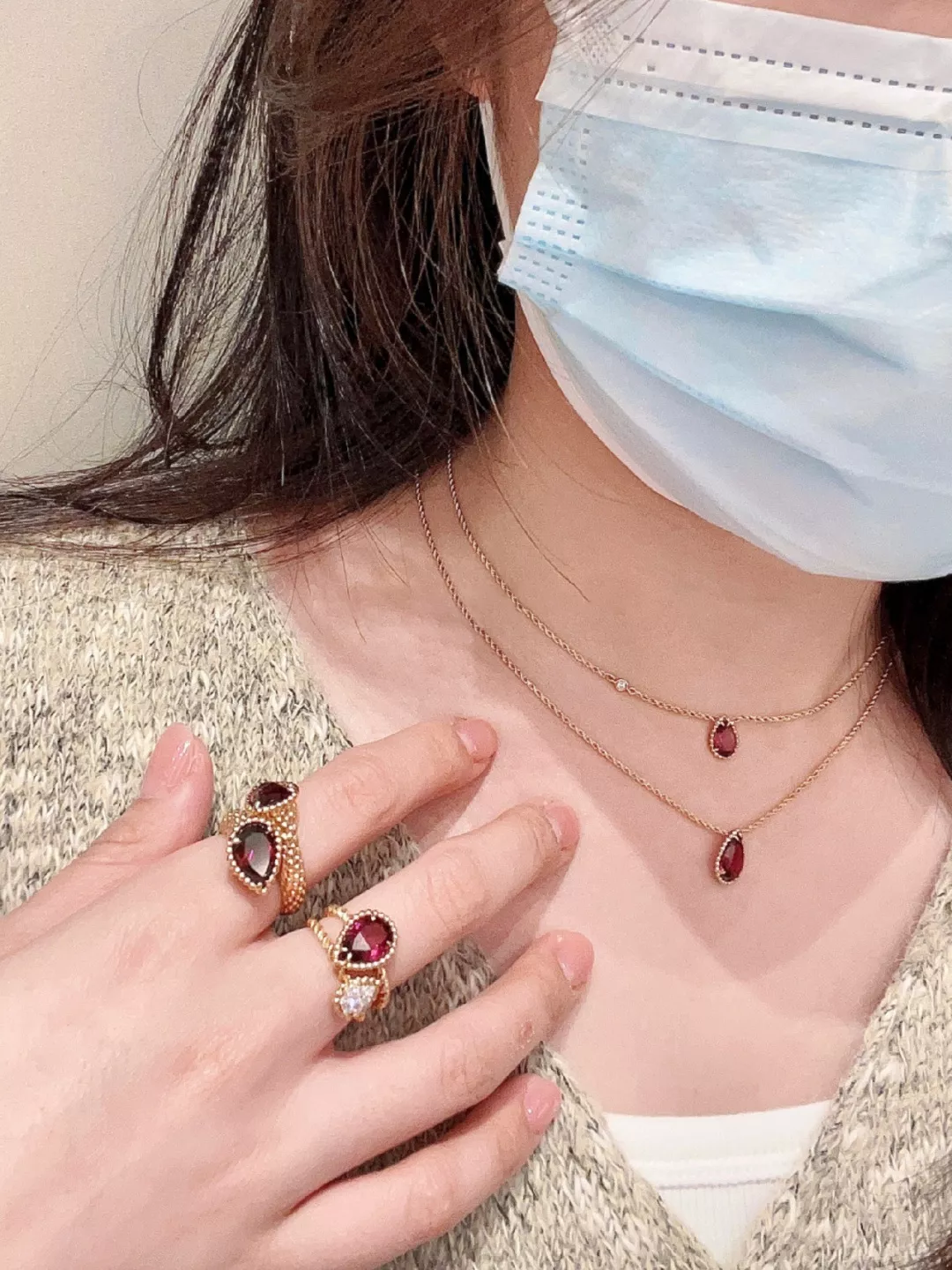 부쉐론 물방울 장식 펄 포인트 네크리스 상세 이미지 21