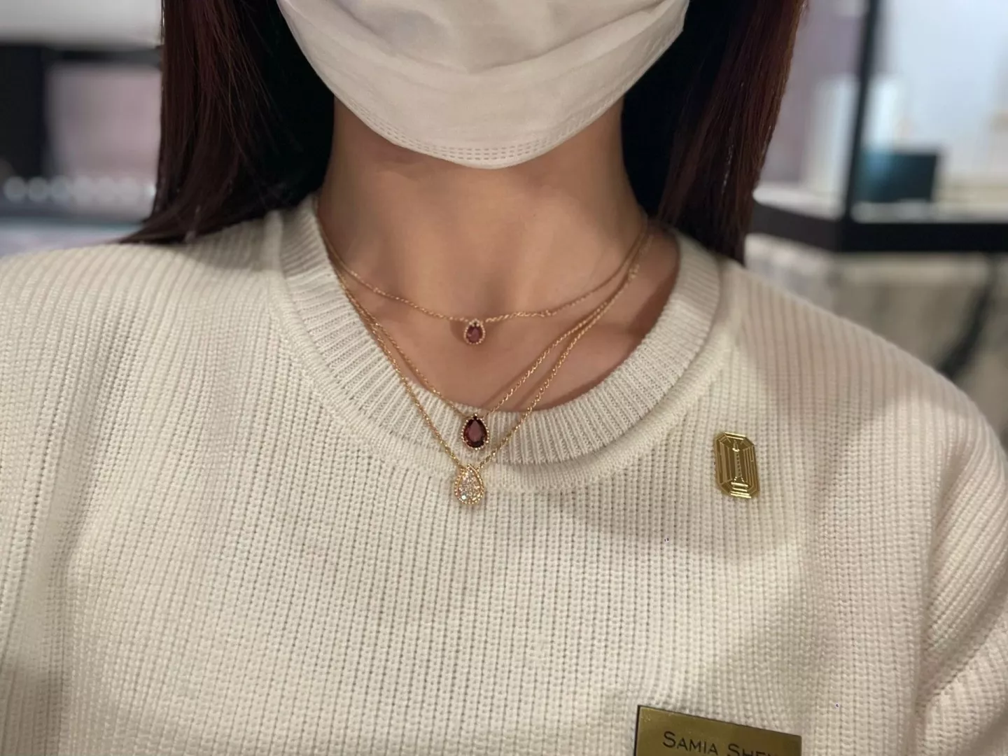 부쉐론 물방울 장식 펄 포인트 네크리스 상세 이미지 13
