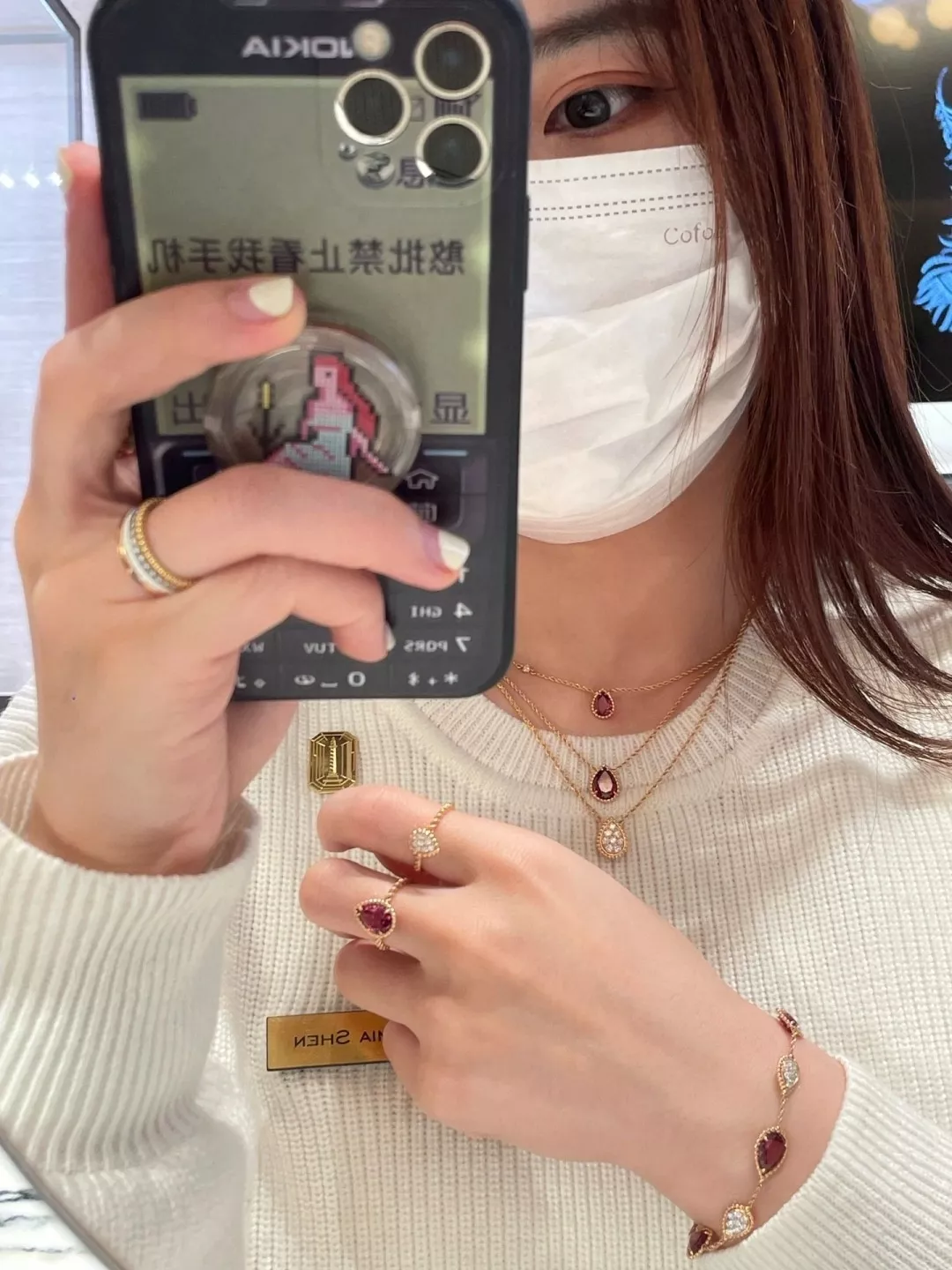 부쉐론 물방울 장식 펄 포인트 네크리스 상세 이미지 8