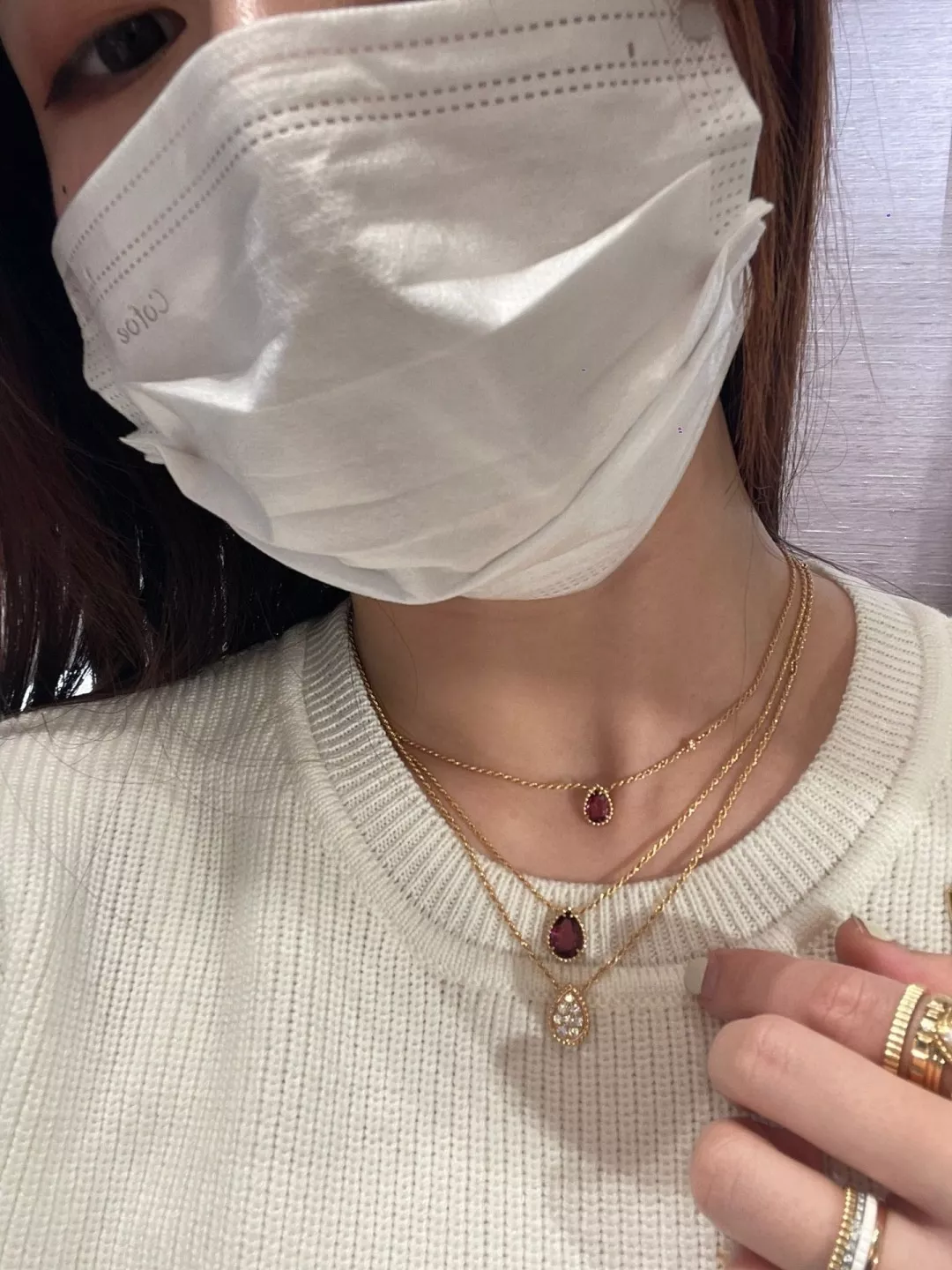 부쉐론 물방울 장식 펄 포인트 네크리스 상세 이미지 10