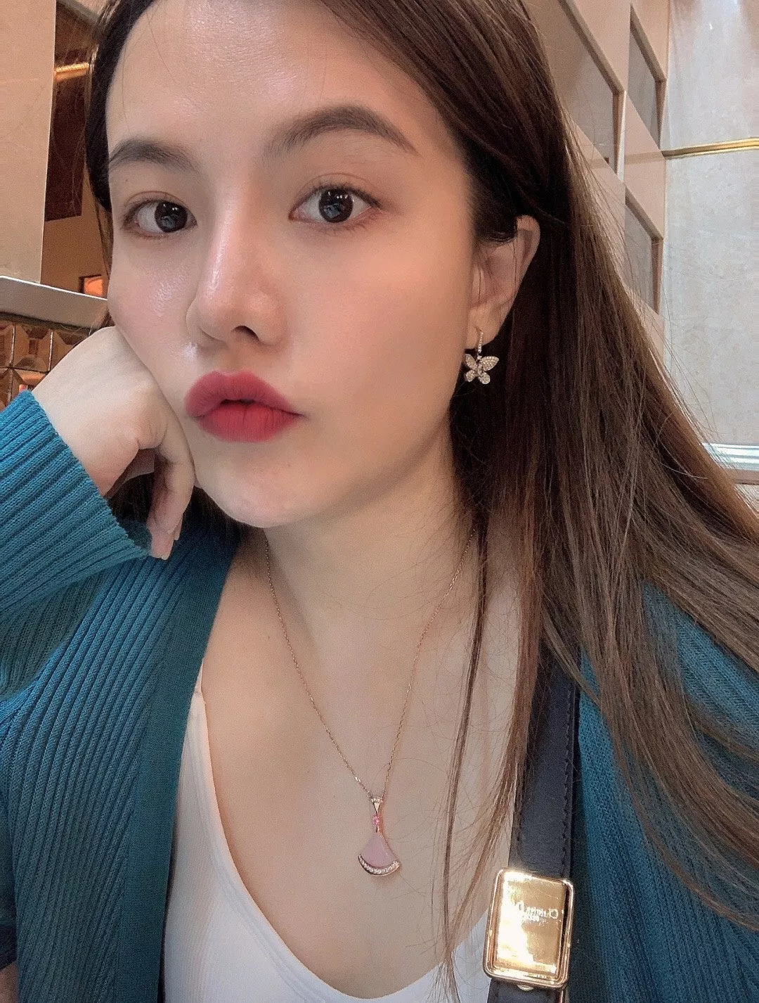 불가리 칠석 한정 핑크 세라믹 팬던트 네크리스 상세 이미지 12