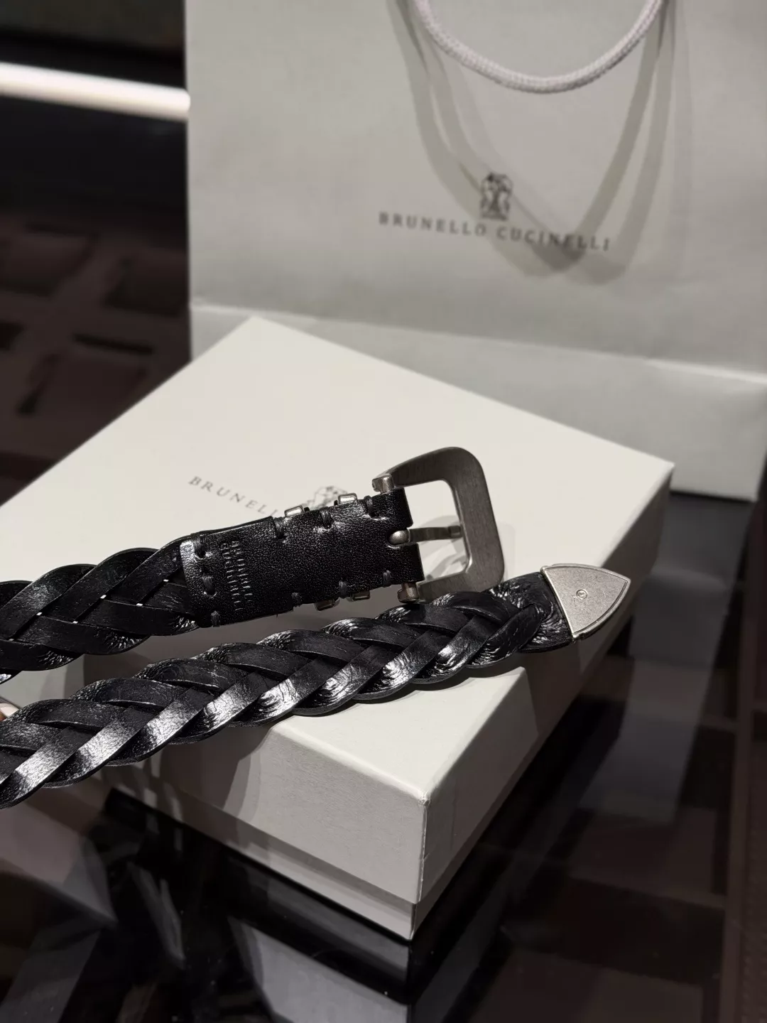 브루넬로쿠치넬리 클래식 브레이디드 레더 벨트 상세 이미지 30