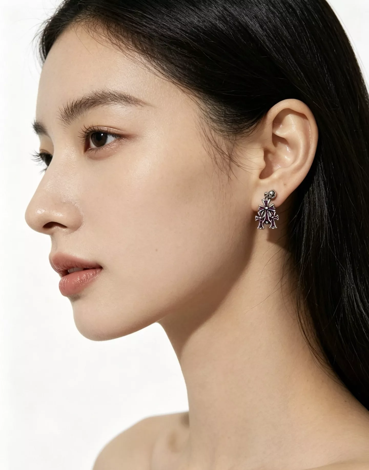 크롬하츠 십자가 포인트 드롭 이어 액세서리 상세 이미지 9