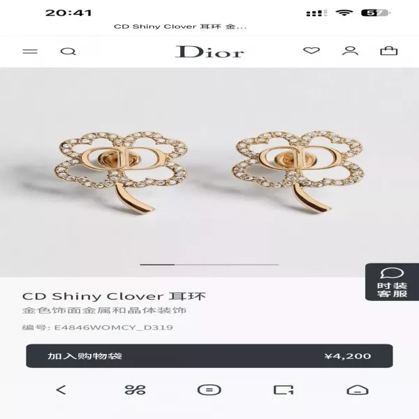 디올 CD 레터링 클로버 이어 액세서리