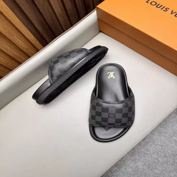 루이비통 체크 패턴 오픈토 슬라이드
