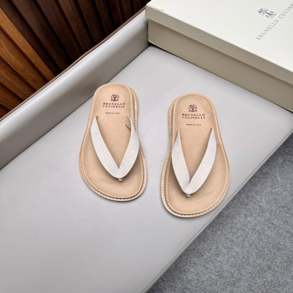 브루넬로쿠치넬리 워시드 스웨이드 어반 플립플랍
