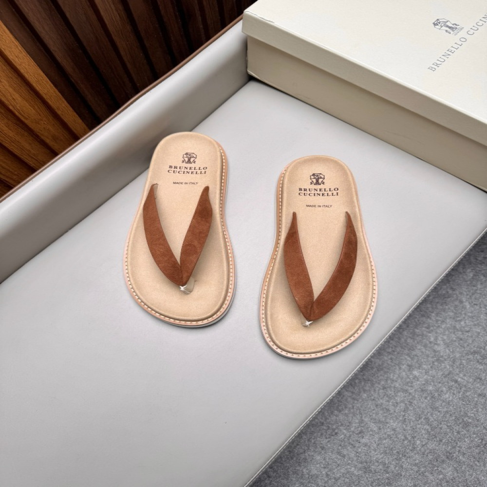 브루넬로쿠치넬리 워시드 스웨이드 어반 플립플랍