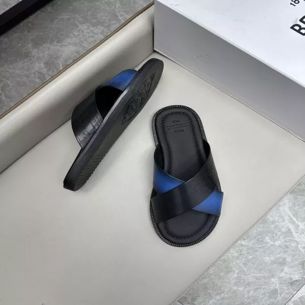벨루티 수제 스크리토 감성 가죽 슬라이드