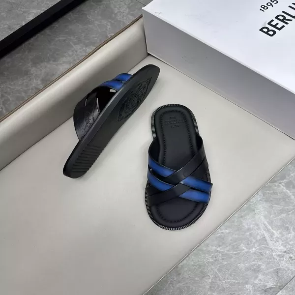 벨루티 수공 염색 가죽 썸머 슬리퍼