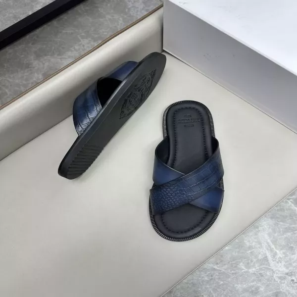 벨루티 수제 스크래치 컬러 가죽 슬리퍼