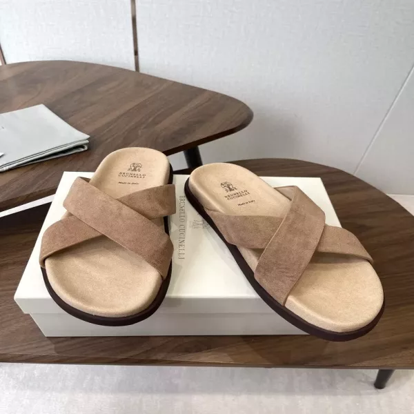 브루넬로쿠치넬리 클래식 크로스 스트랩 썸머 슬라이드
