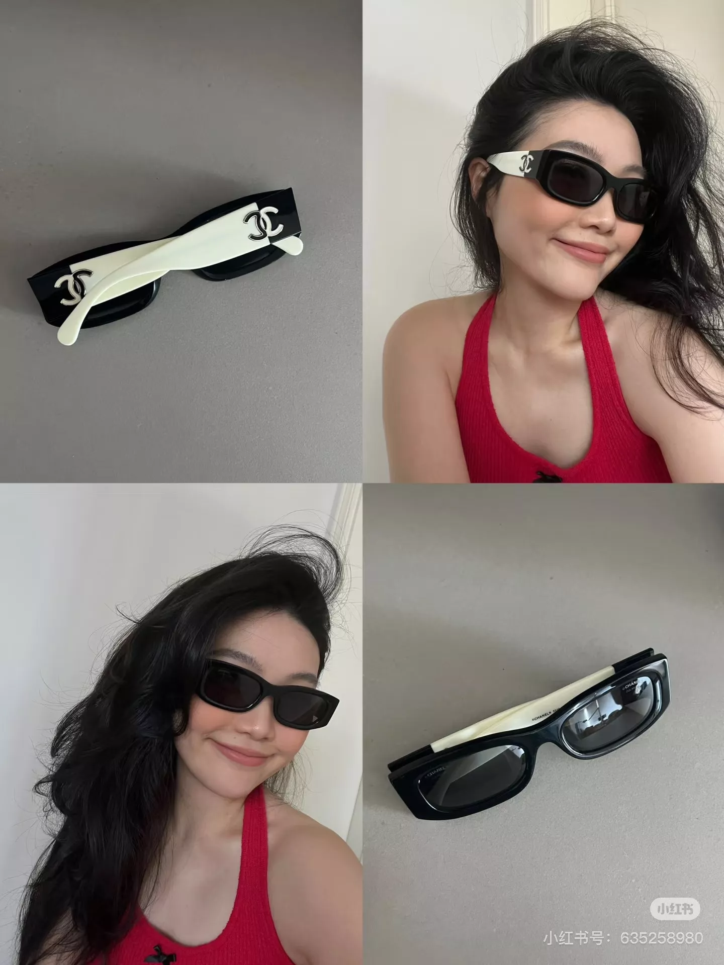 샤넬 블랙 화이트 배색 캣아이 선글라스 상세 이미지 40