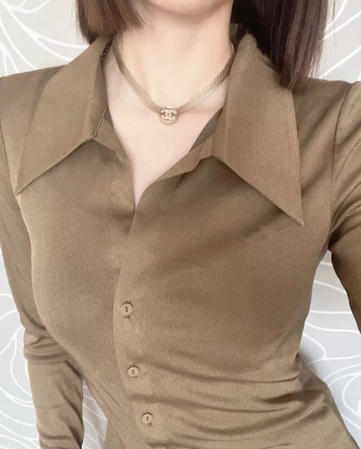 샤넬 빈티지 골드톤 원형 체인 장식 넥리스 상세 이미지 8