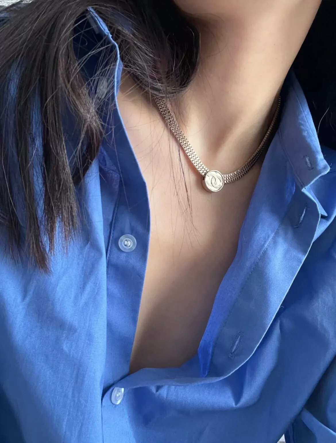 샤넬 빈티지 골드톤 원형 체인 장식 넥리스 상세 이미지 7