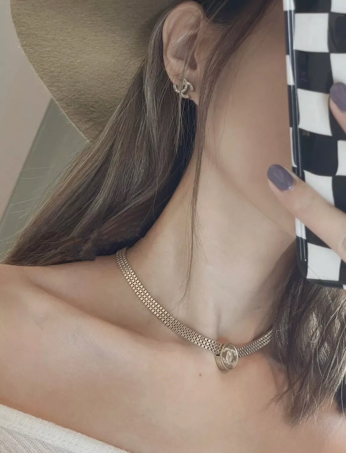 샤넬 빈티지 골드톤 원형 체인 장식 넥리스 상세 이미지 6