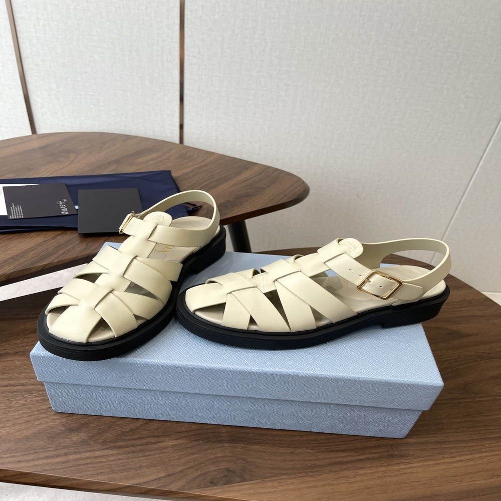 프라다 로마 위빙 러버 샌들