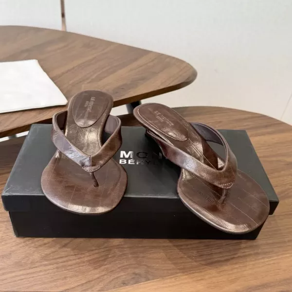 르몽드베릴 미니멀 가죽 쪼리 힐 슬리퍼