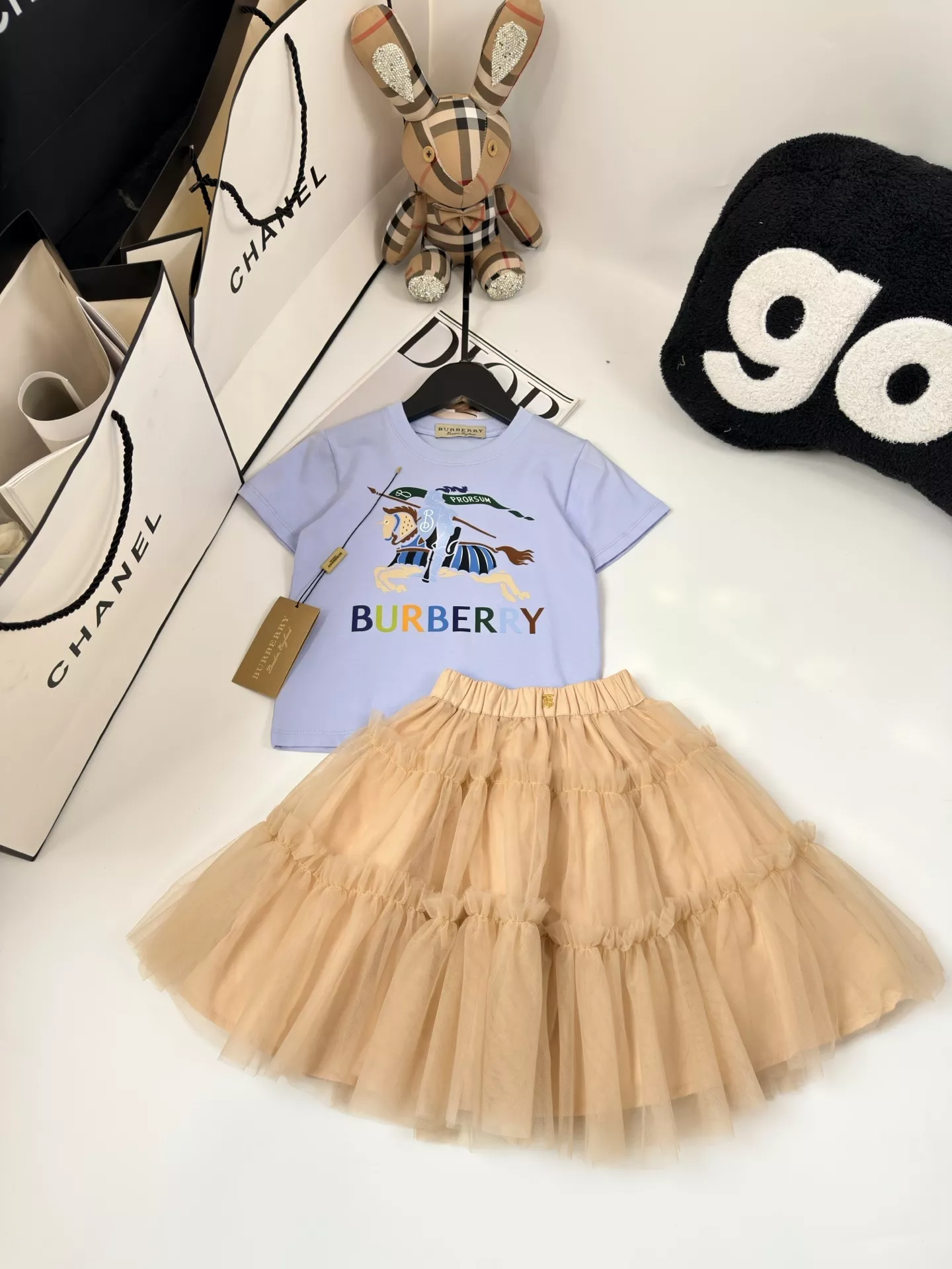버버리 여아 배색 상의와 롱 스커트 세트 상세 이미지 9