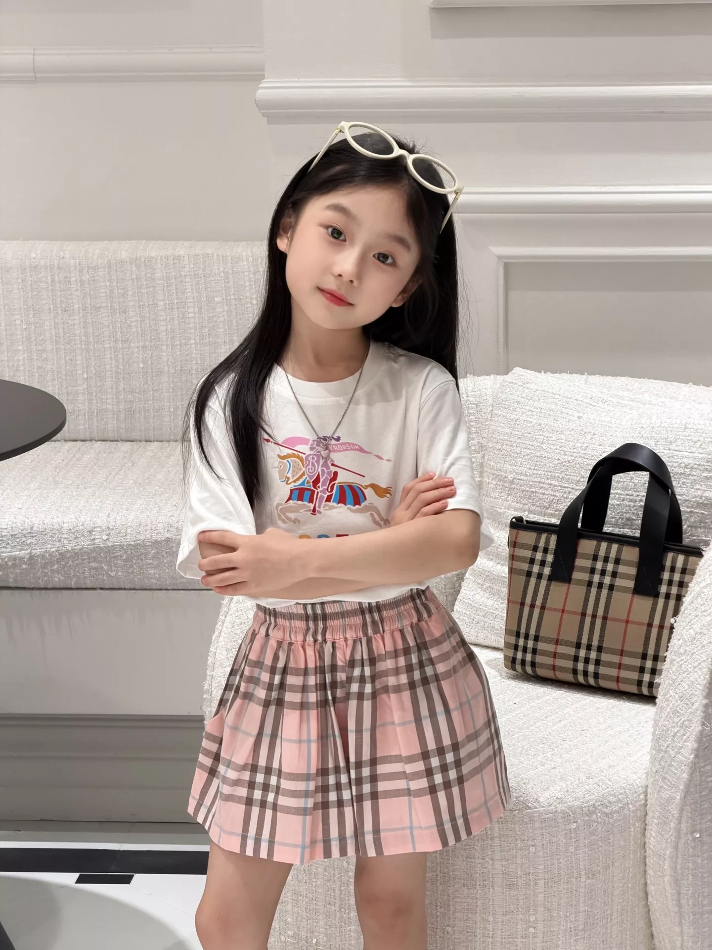버버리 체크 포인트 프린트 아동 세트 상세 이미지 8
