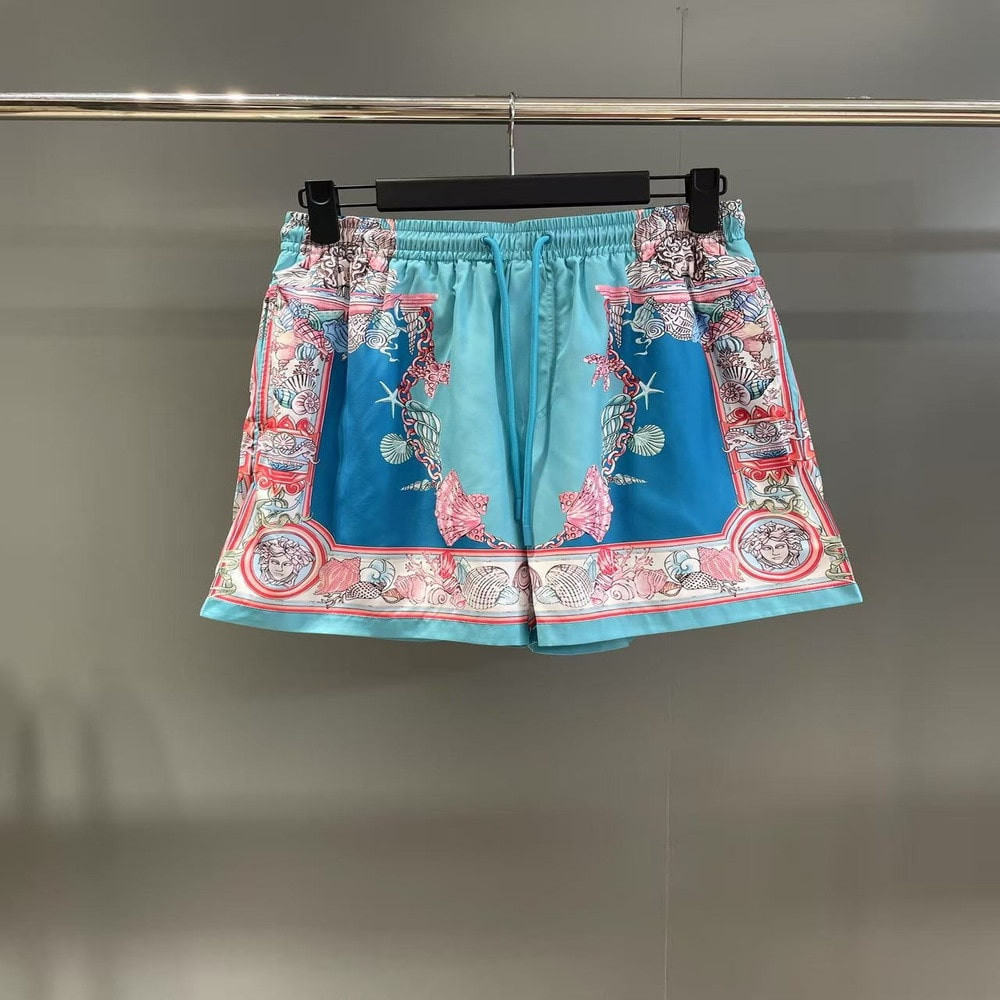 베르사체 코랄 시어터 프린트 비치 쇼츠