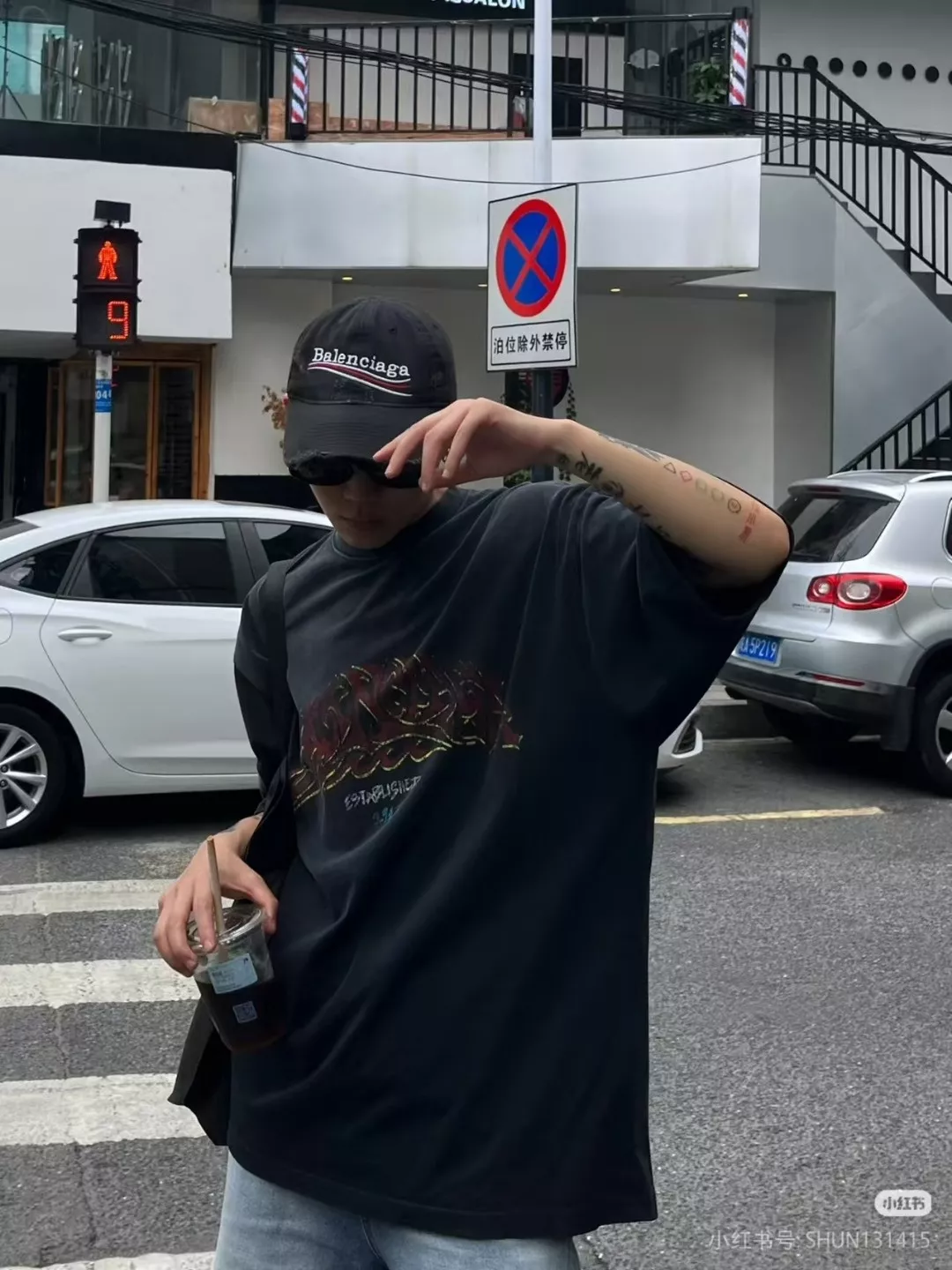 발렌시아가 워싱 디스트로이드 자수 캡 상세 이미지 14