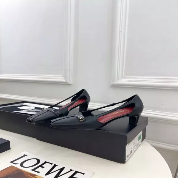 샤넬 투톤 더블씨 버튼 슬링백 슈즈