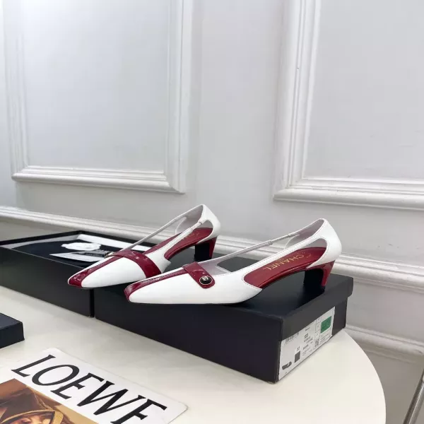 샤넬 투톤 더블씨 버튼 슬링백 슈즈