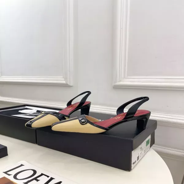 샤넬 투톤 더블씨 버튼 슬링 샌들