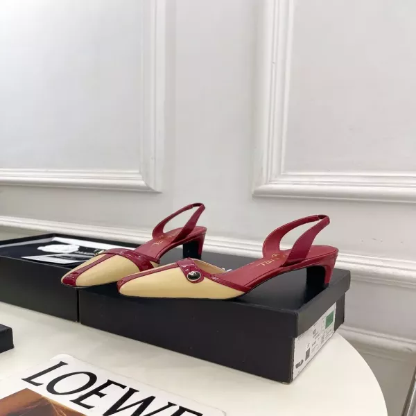 샤넬 투톤 더블씨 버튼 슬링 샌들