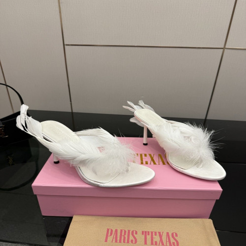 파리스텍사스 깃털 장식 포인트 힐