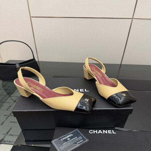 샤넬 더블씨 장식 투톤 슬링백 샌들