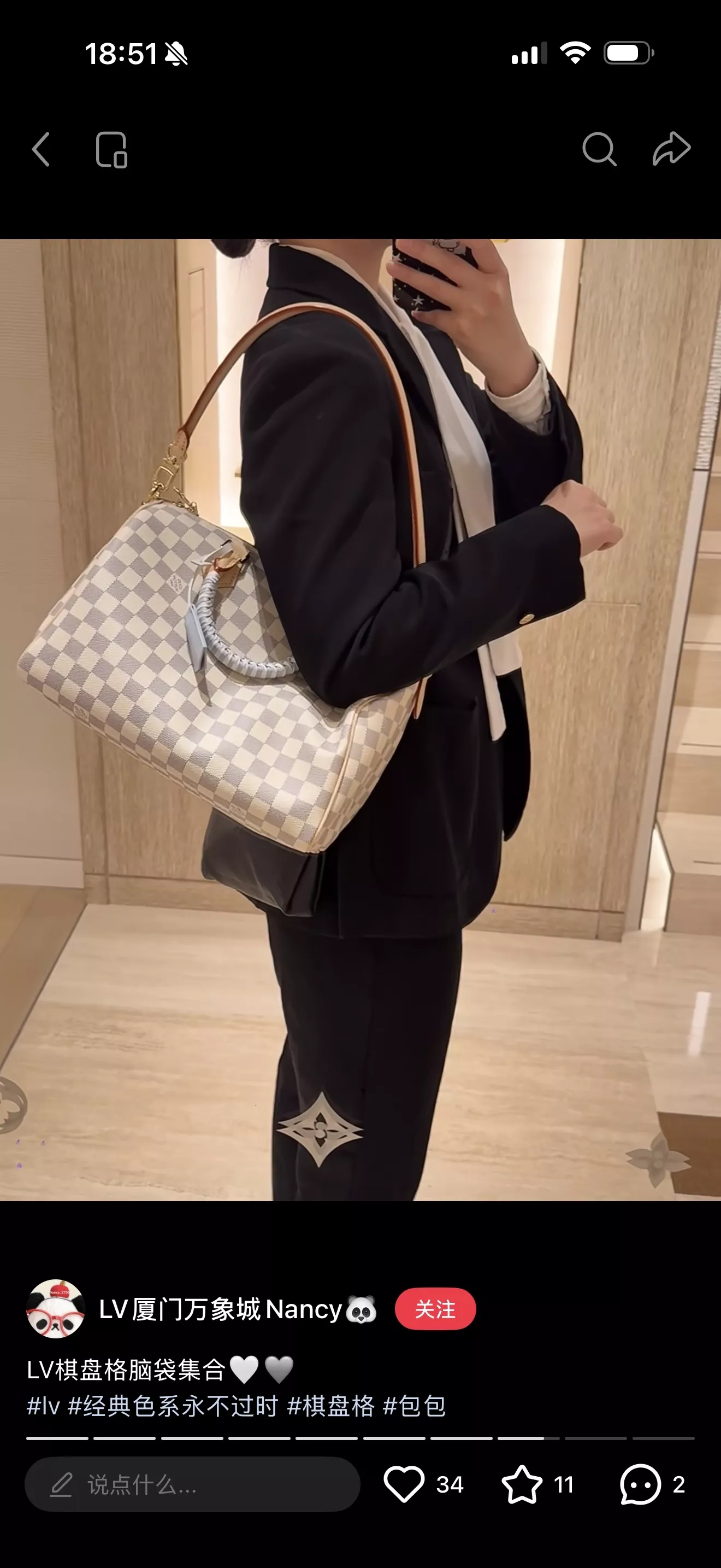 루이비통 다미에 화이트 핸들 여행 가방 상세 이미지 12