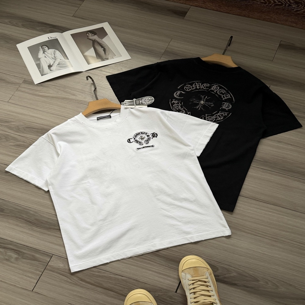 크롬하츠 빈티지 디스트로이드 그래픽 반팔 상의