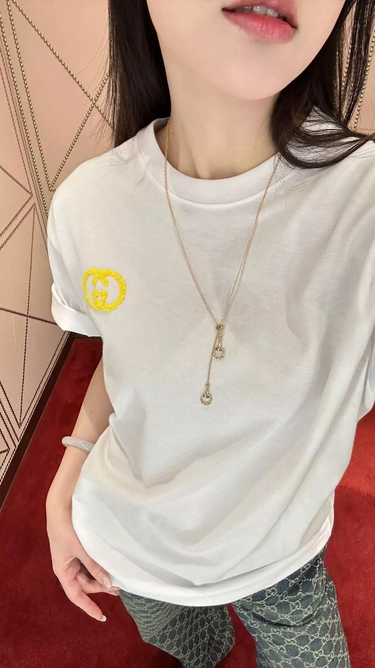 구찌 더블 G 자수 포인트 라운드 티 상세 이미지 23