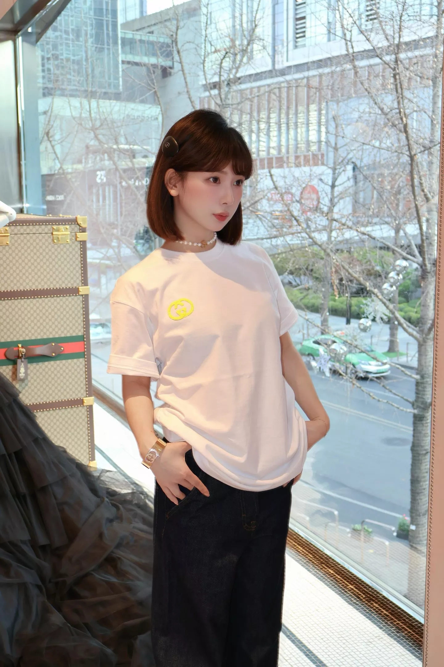 구찌 더블 G 자수 포인트 라운드 티 상세 이미지 14