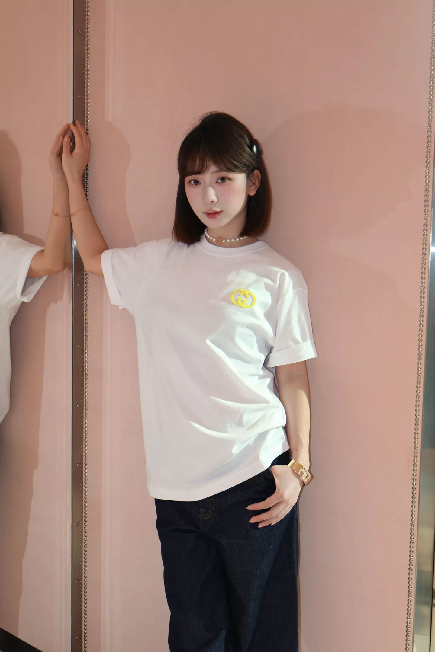 구찌 더블 G 자수 포인트 라운드 티 상세 이미지 17
