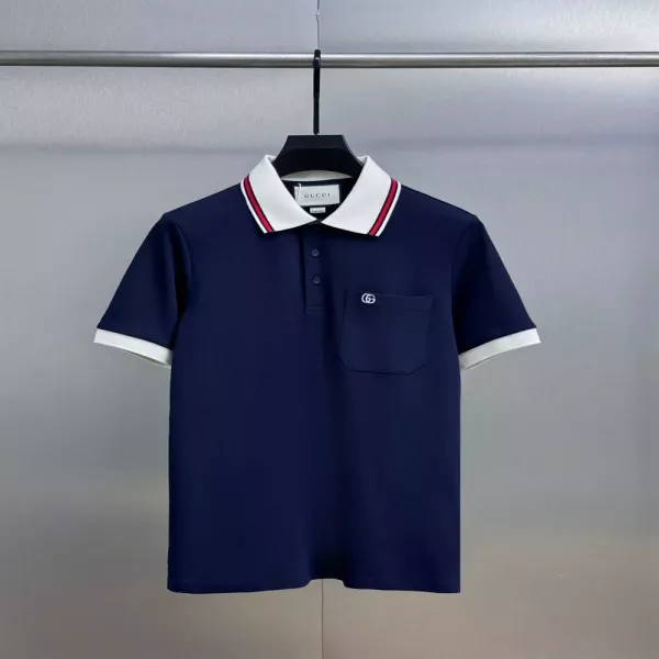 구찌 포켓 자수 로고 배색 폴로 상의