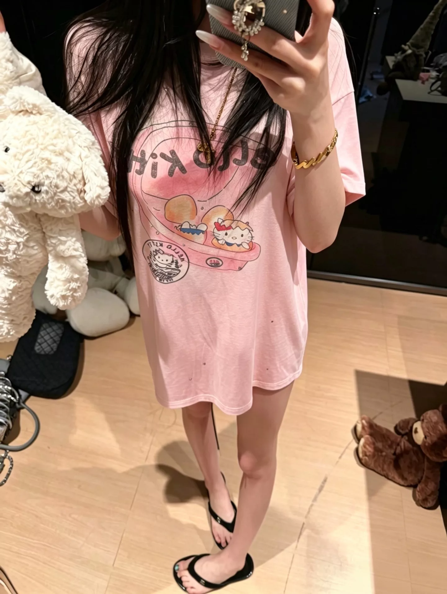 노브랜드 빈티지 키티 프린팅 반팔 탑 상세 이미지 23