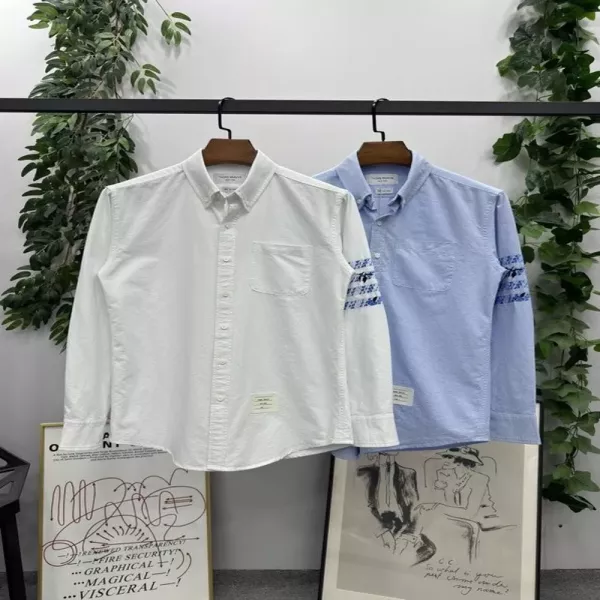 톰브라운 옥스퍼드 로즈 리프 자수 셔츠