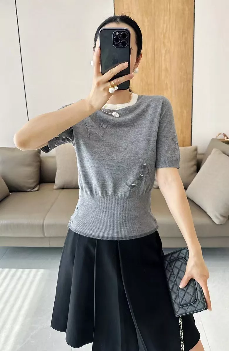 톰브라운 강아지 자카드 아이스실크 라운드넥 탑 상세 이미지 30