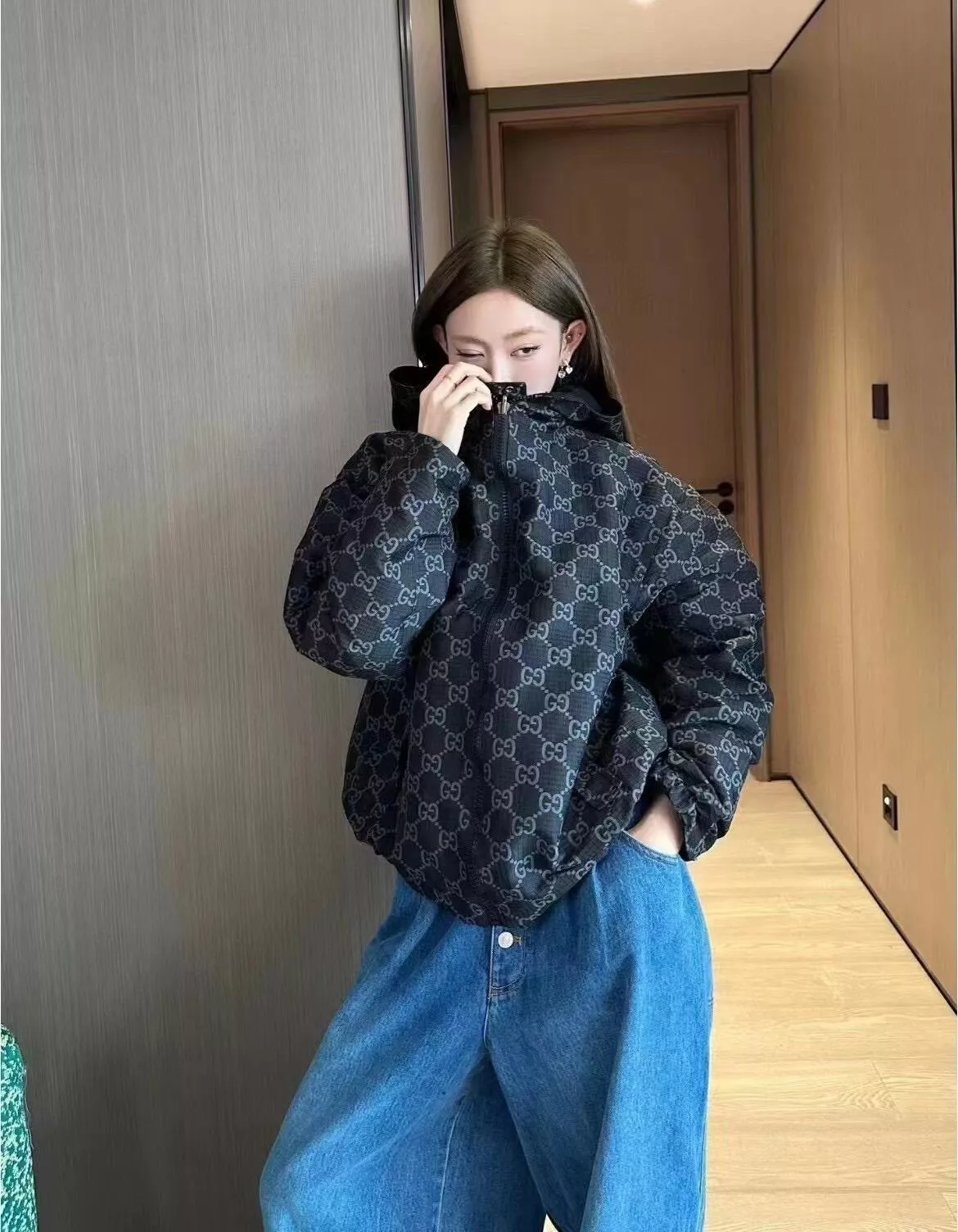 구찌 양면 자카드 후드 집업 아우터 상세 이미지 25