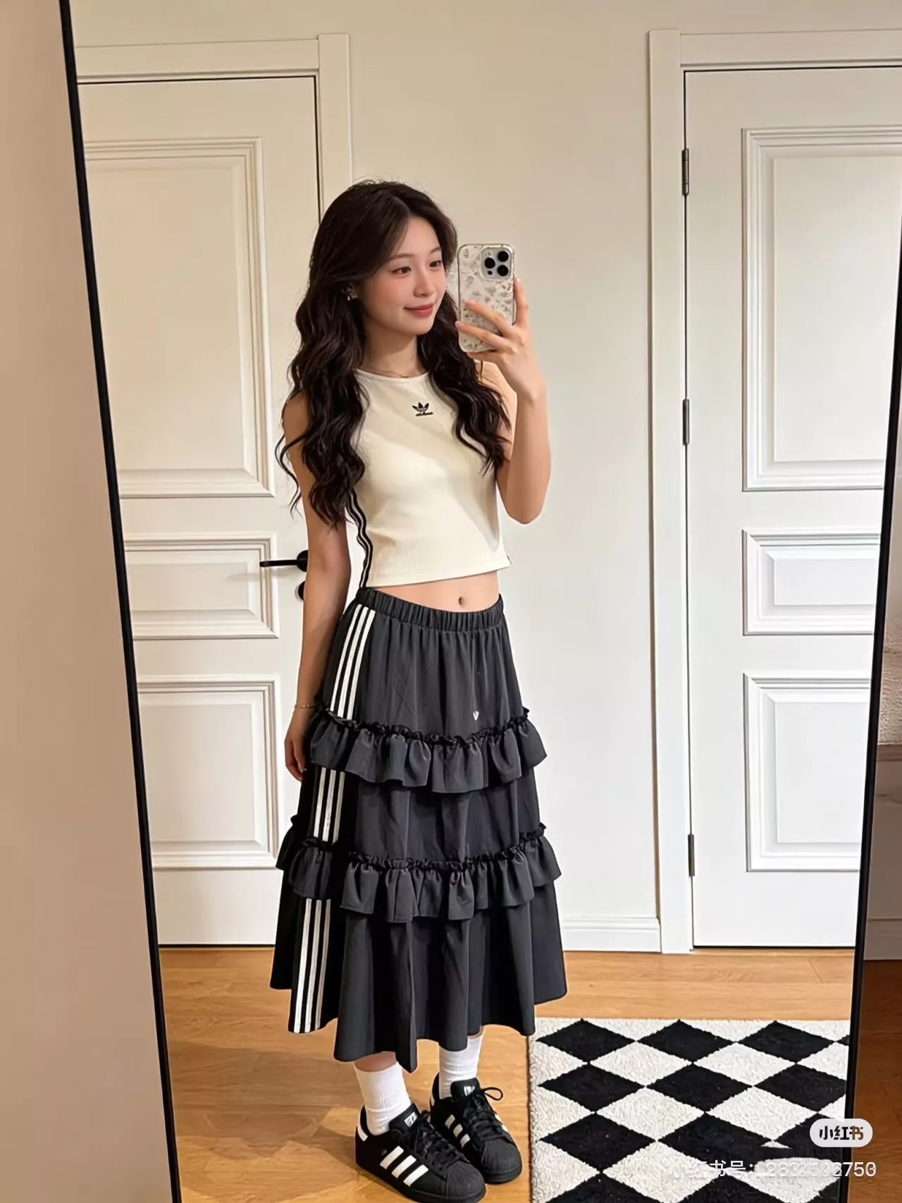 아디다스 삼선 프릴 캉캉 맥시 스커트 상세 이미지 15